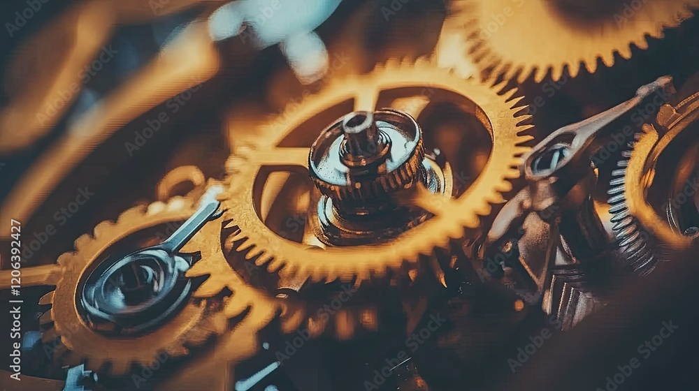 Aufkleber intricate golden gears intermeshing precisely