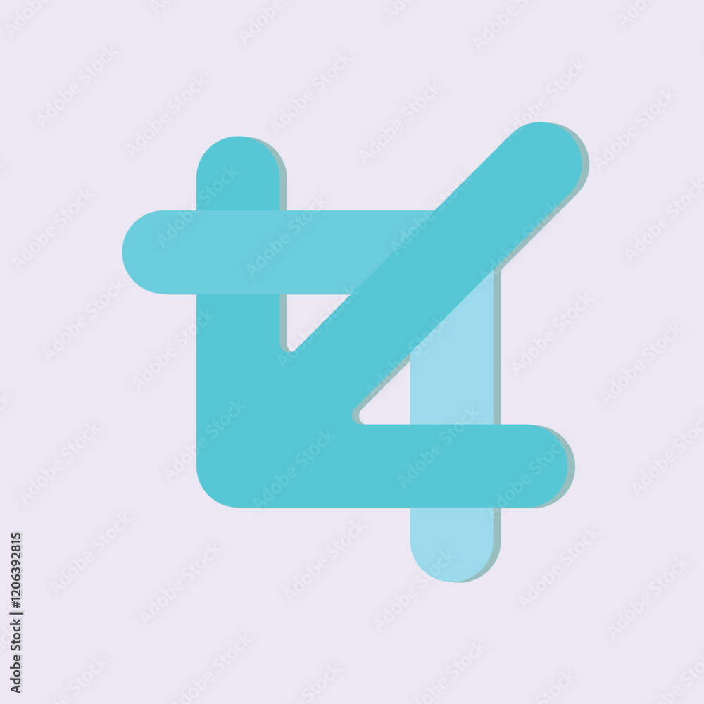 Aufkleber abstract teal geometric shape design with rounded edges on a pale background simple concept