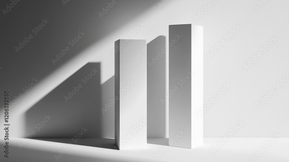 Aufkleber two white rectangular prisms illuminated by sunlight
