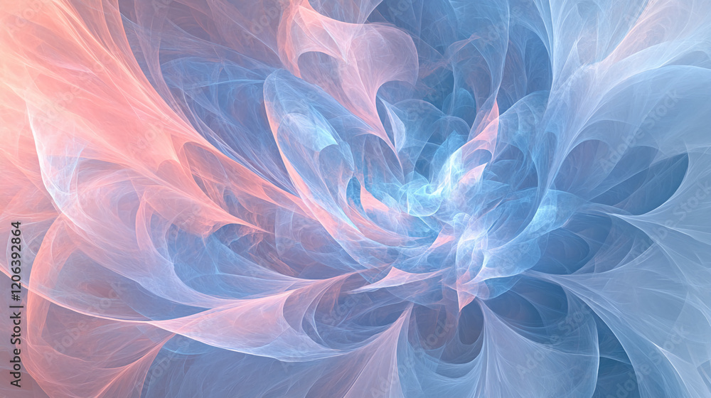 Poster Swirling patterns of blue and pink create a dreamy abstract design with soft gradients and fluid shapes