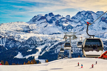 Ski resort Madonna di Campiglio.Panoramic landscape in the winter time of the Dolomite Alps in Madonna di Campiglio. Northern and Central Brenta mountain groups,Italy