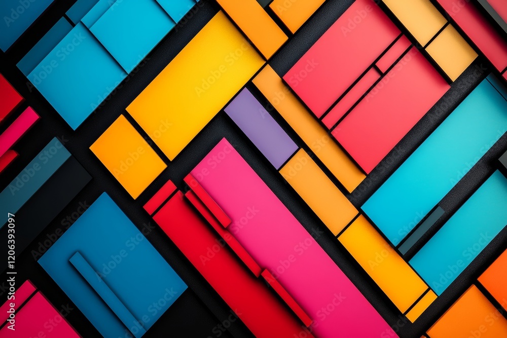Poster abstract modern artwork with colorful gradient and geometric lines in a vibrant composition
