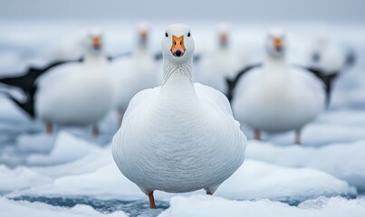 Extreme close-up of Canadian high arctic Arctic geese on the floe edge of Baffin Bay