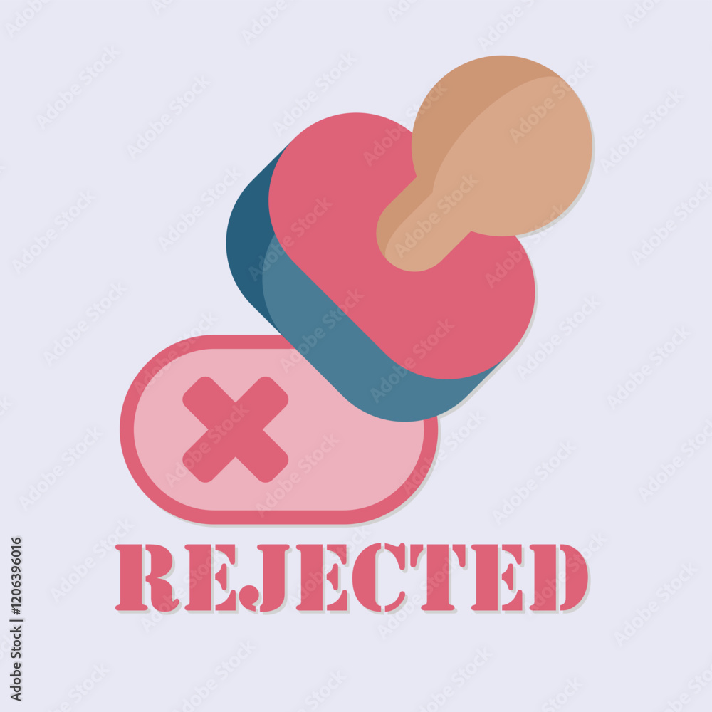 Poster illustration of a stylized icon of a pacifier with a rejected mark and text overlay