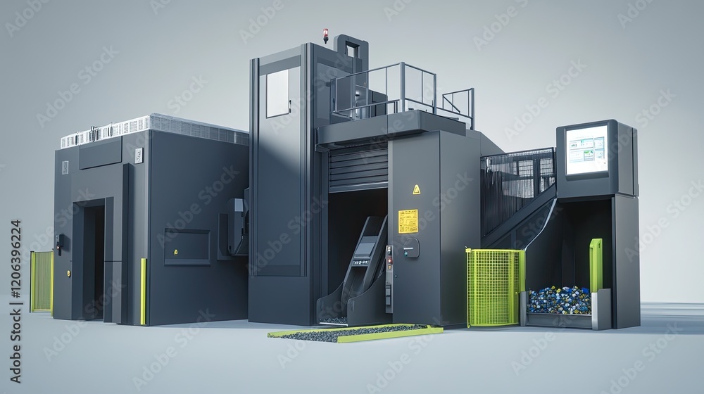 Poster automated industrial recycling system machine components