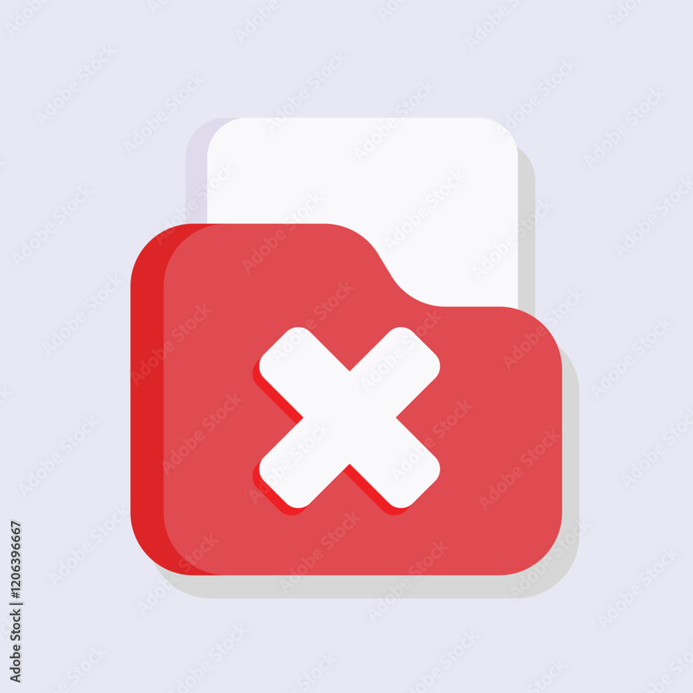 Poster red file folder icon with a white x marking deletion or an error message graphic