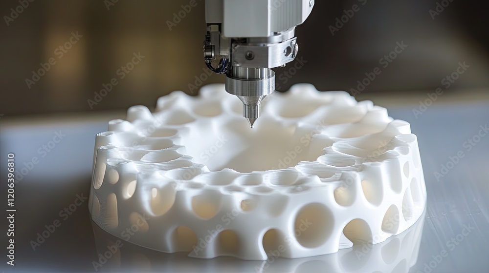 Poster additive manufacturing process creates intricate white object