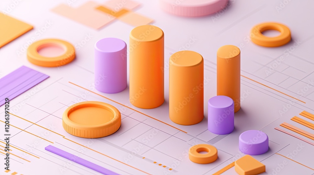 Aufkleber abstract 3d cylinders representing data analysis