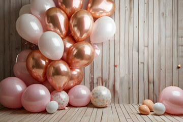  Valentine's Day decoration with pink and white metallic  ballons