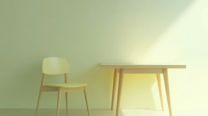 Minimalist Room Setting With Chair and Table
