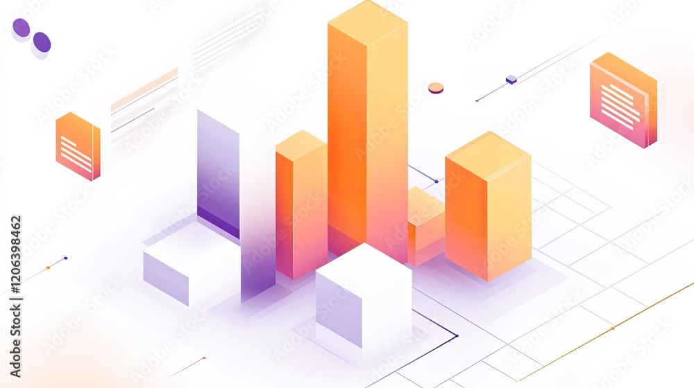Poster Abstract Isometric Data Visualization Showing Growth Trends