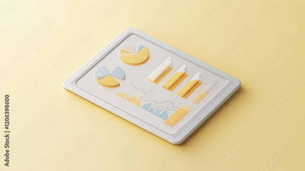 Poster Tablet Displaying Colorful Data Charts and Graphs