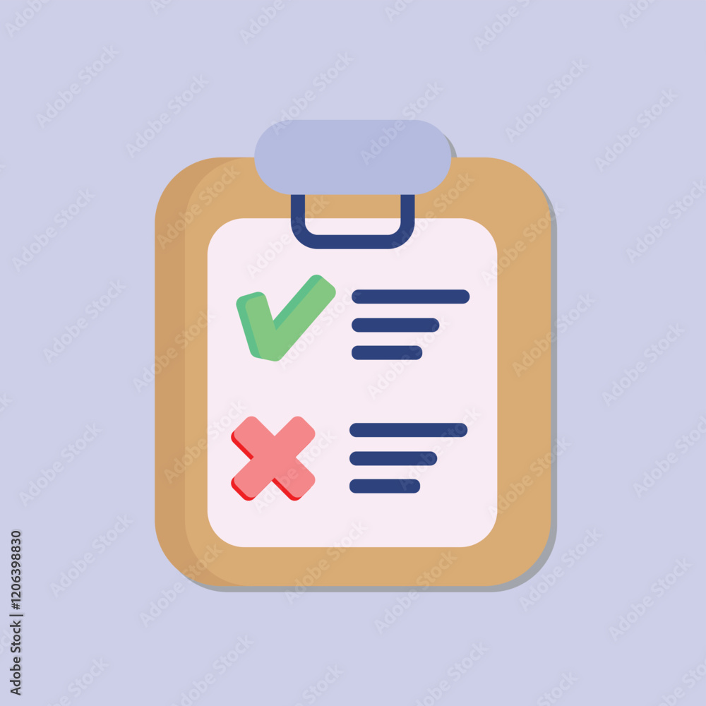 Aufkleber checklist with green tick and red cross on light background for approval or rejection