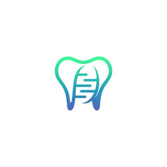 dental logo with DNA combination in flat design style