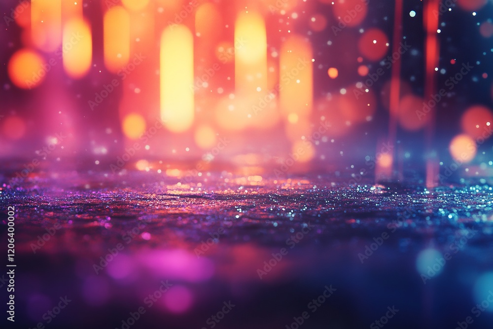 Aufkleber vibrant abstract composition with multicolored bokeh lights and sparkling glittery particles
