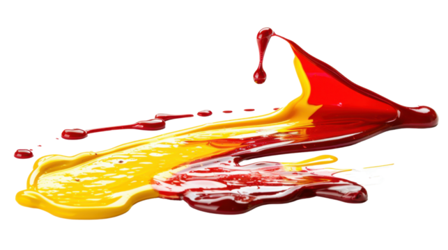 
Flowing, trickling colorful red paint on transparent background