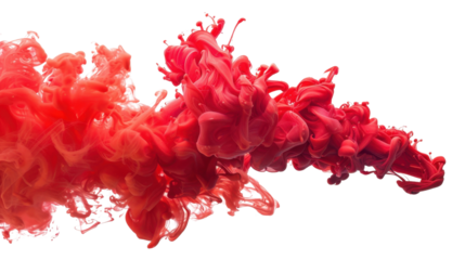 
Flowing, trickling colorful red paint on transparent background
