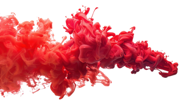 
Flowing, trickling colorful red paint on transparent background