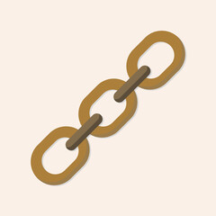 Illustration of a brown cartoon chain with three connected links on a cream background