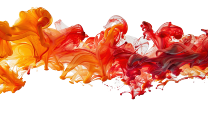 
Flowing, trickling colorful red paint on transparent background