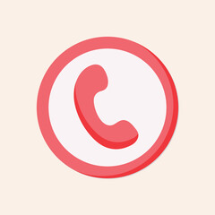 A Red Telephone Icon with a Circular Outline for Communication and Contact