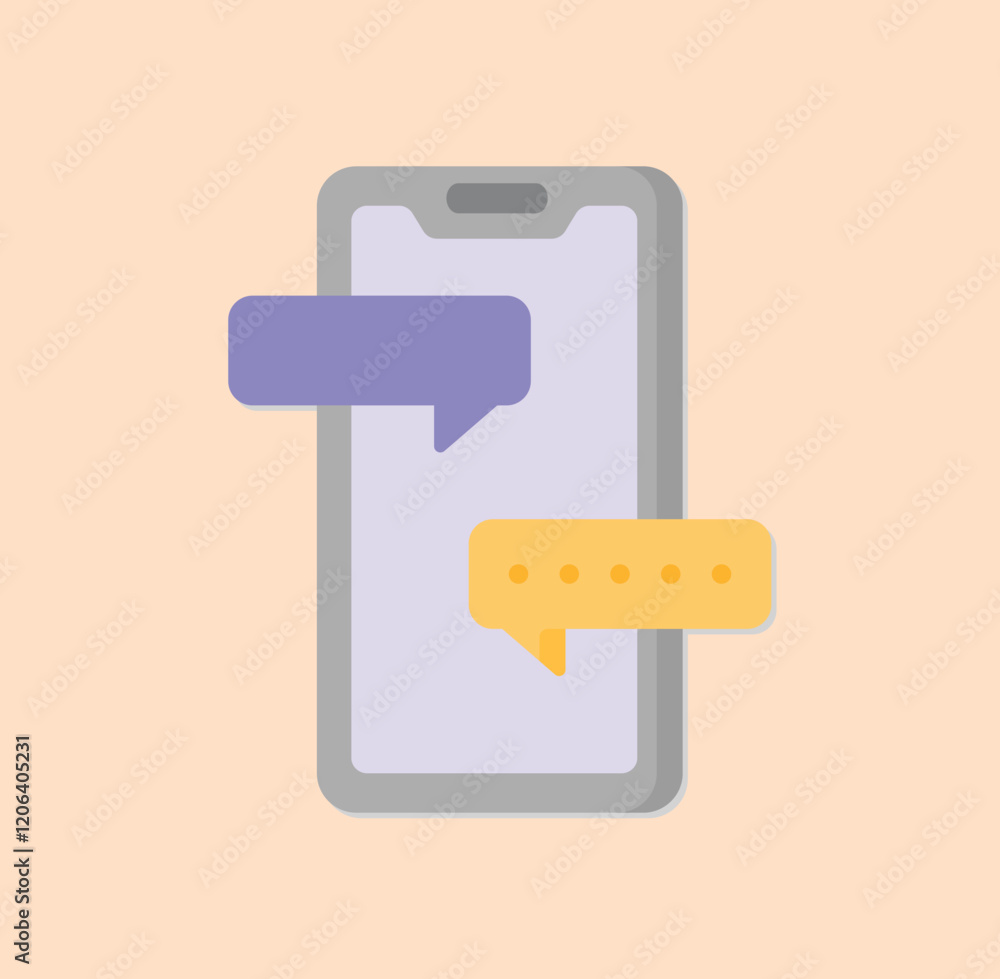 Poster digital communication concept with smartphone and chat bubbles for messaging platform