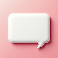 Blank white speech bubble on pink background. Perfect for adding your own text or message.  Minimalist design, ideal for communication, conversation, or social media concepts.
