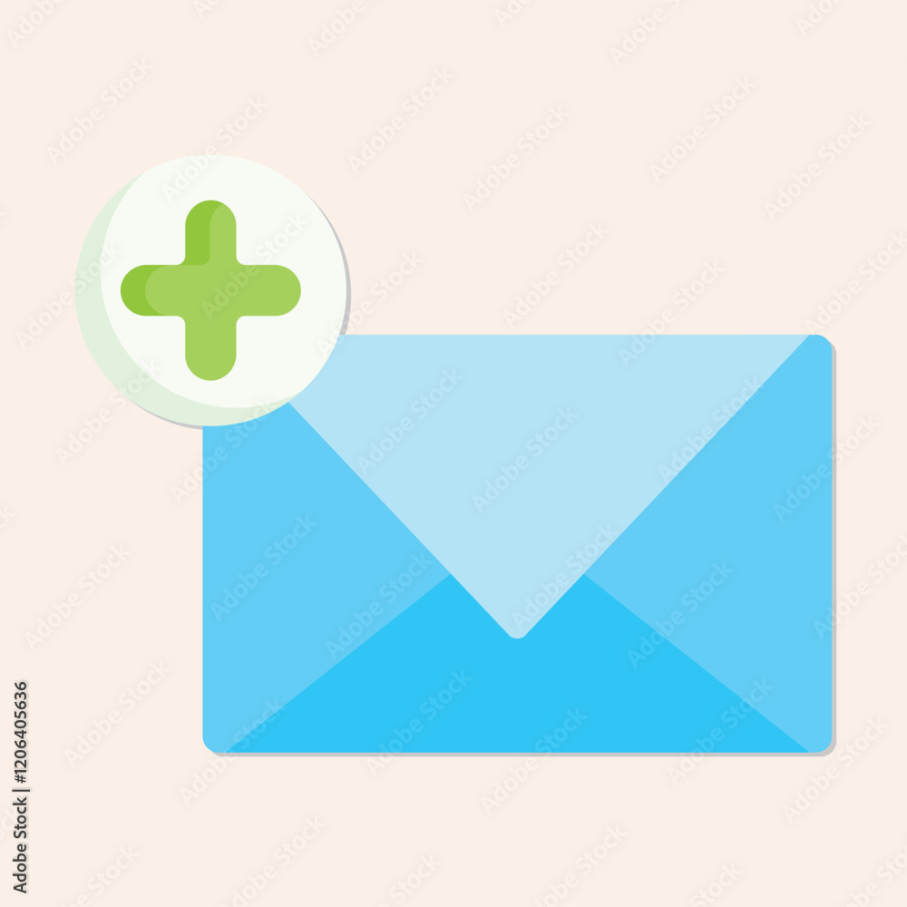 Aufkleber iconic illustration of new message notification with envelope and plus sign button