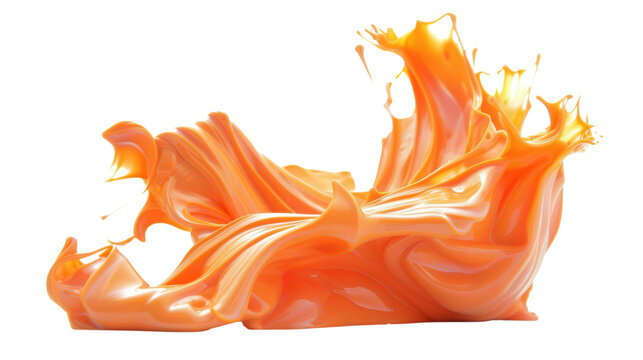 recommend clip art: Flowing, trickling colorful orange paint on transparent background 