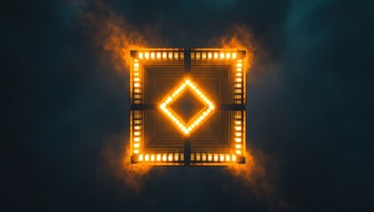 Illuminated Geometric Structure in a Smoky Night Sky