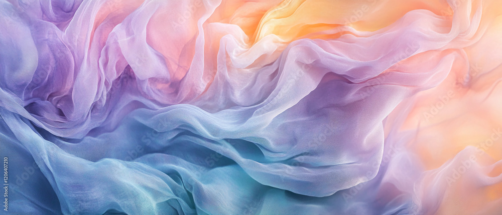 Poster Flowing layers of soft fabric in pastel colors create a calming abstract pattern