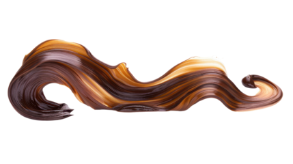 Flowing, trickling colorful brown paint on transparent background 