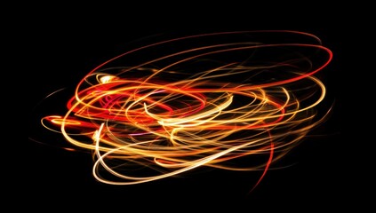 Abstract Light Trails: A Symphony of Fire and Gold