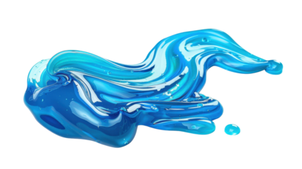 
Flowing, trickling blue paint on transparent background 