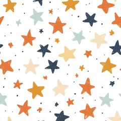 Whimsical hand drawn star pattern in soft colors for cheerful decorative use and backgrounds