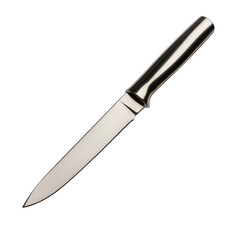 A sleek, stainless steel knife with a polished handle and a sharp blade, ideal for precise cutting tasks in culinary settings, Transparent Background.