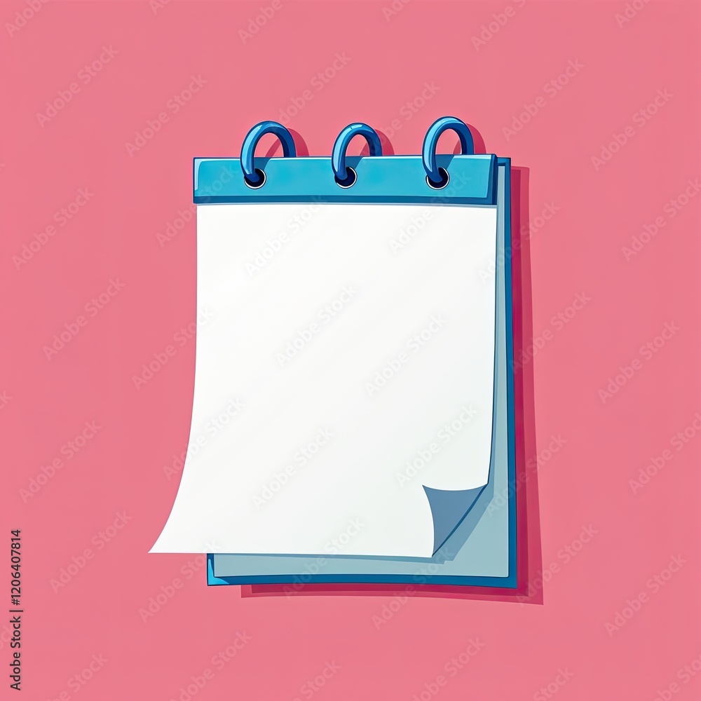Poster blank notepad with blue binding, ready for your notes or reminders. perfect for planning, scheduling