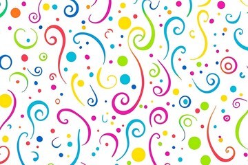 Colorful cartoon pattern with swirls and squiggles for children s wallpaper and fabric design