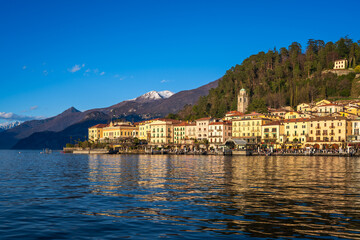 Bellagio on Lake Como, Italy with mountains in the background