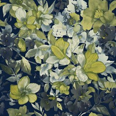 botanical leaves and flowers 