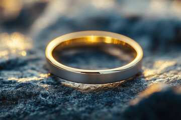 Slim 24k Wedding Band, Rock Background