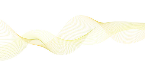 Luxury yellow golden wavy curve lines background. Digital futuristic technology concept. Gradient banner background. Science, banner, business, poster, template, music background.