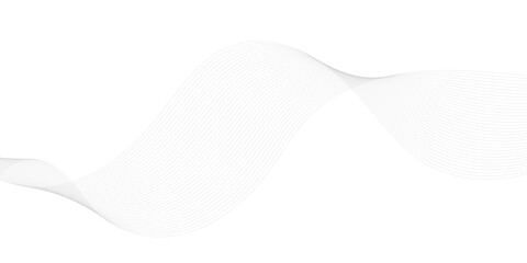 Abstract wavy grey technology lines on transparent background.  Abstract gray curved line for banner design and frequency sound wave line.