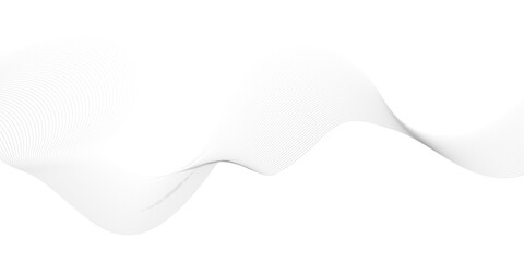Abstract wavy white and grey curved lines on transparent background. Frequency sound wave lines and technology background, Design for brochure, flyer, banner, template, business wave lines background.