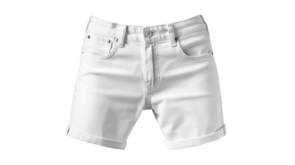 Female white denim shorts on transparent background