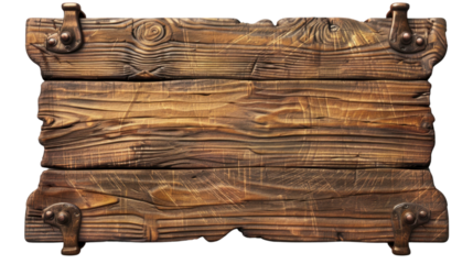 Wooden sign on transparent background