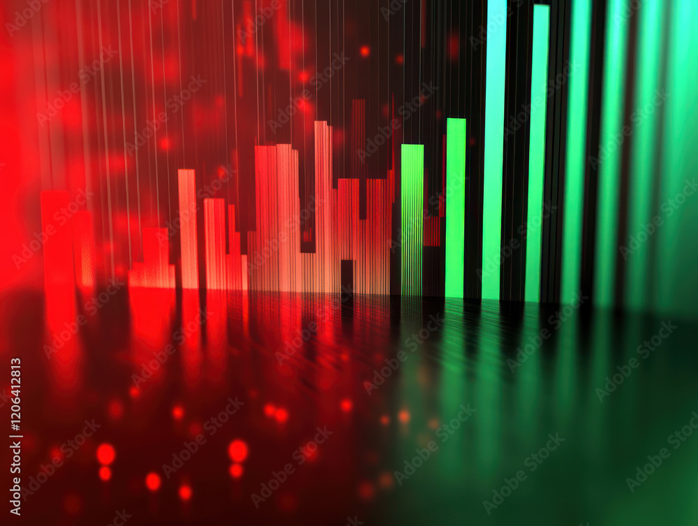 Poster an abstract visual effect resembling a graph or chart displaying various data.  