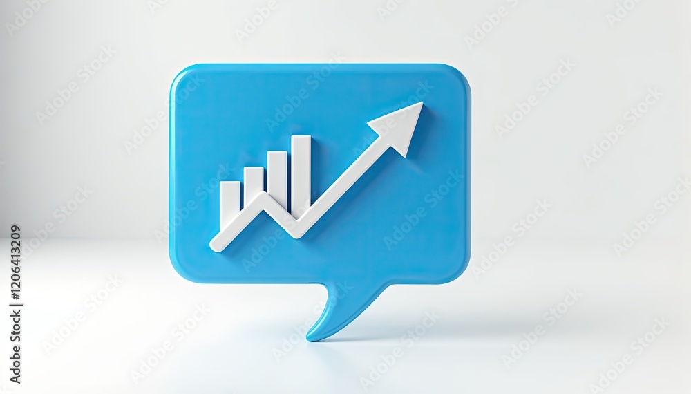 Poster positive growth and progress represented by an upward trending graph within a speech bubble. ideal f