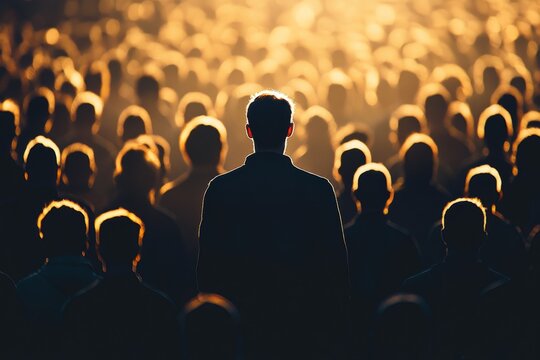 Standing out from the crowd: one person in focus amidst a sea of people