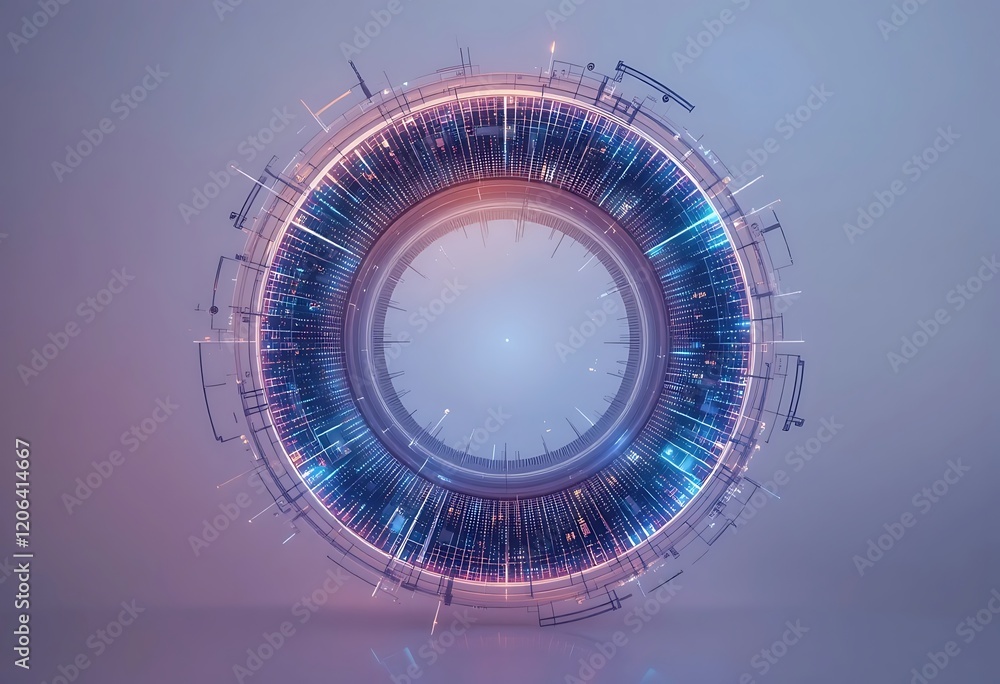 Poster abstract circular technological data visualization design